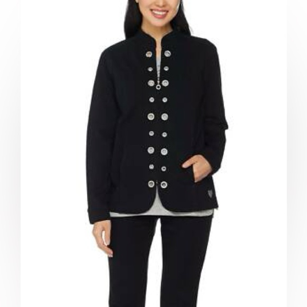 Dream Jeannes by Quacker Factory Black Studded Grommet Button‎ Jacket Relaxed XS